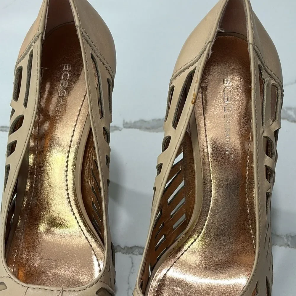 BCBGeneration Women's Elba Mojave Vachetta Beige Tan Stiletto Heels Aztec 8B